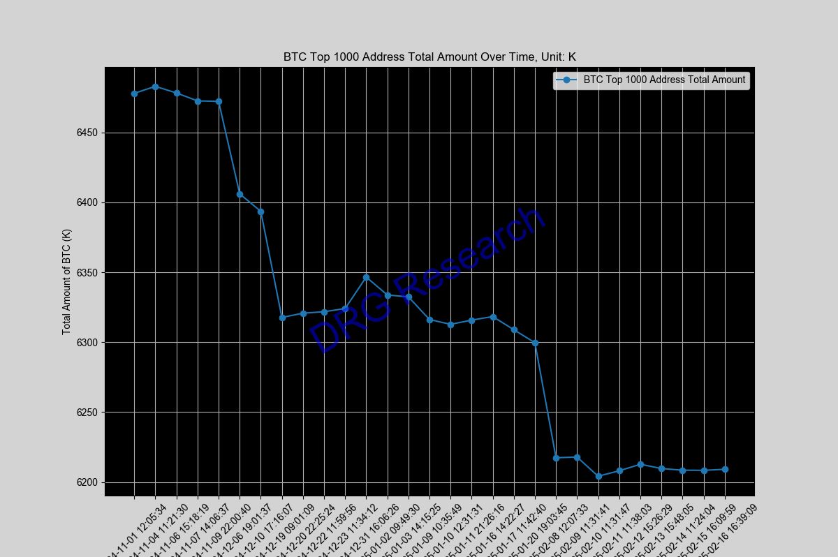 Sum of Top 1000 BTC address by balance